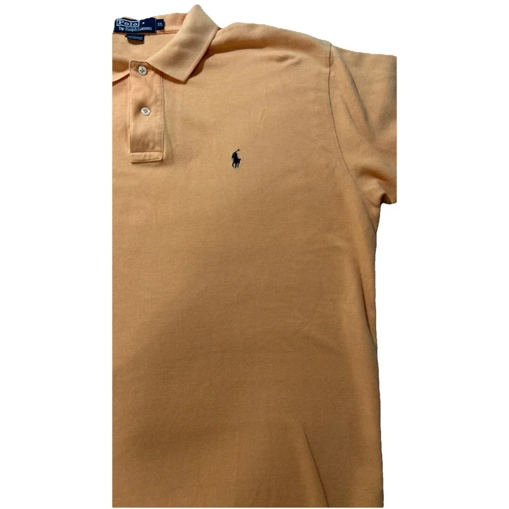 Ralph‎ Lauren Short Sleeve Polo Shirt, Light Orange, Embroidered, Mens XL